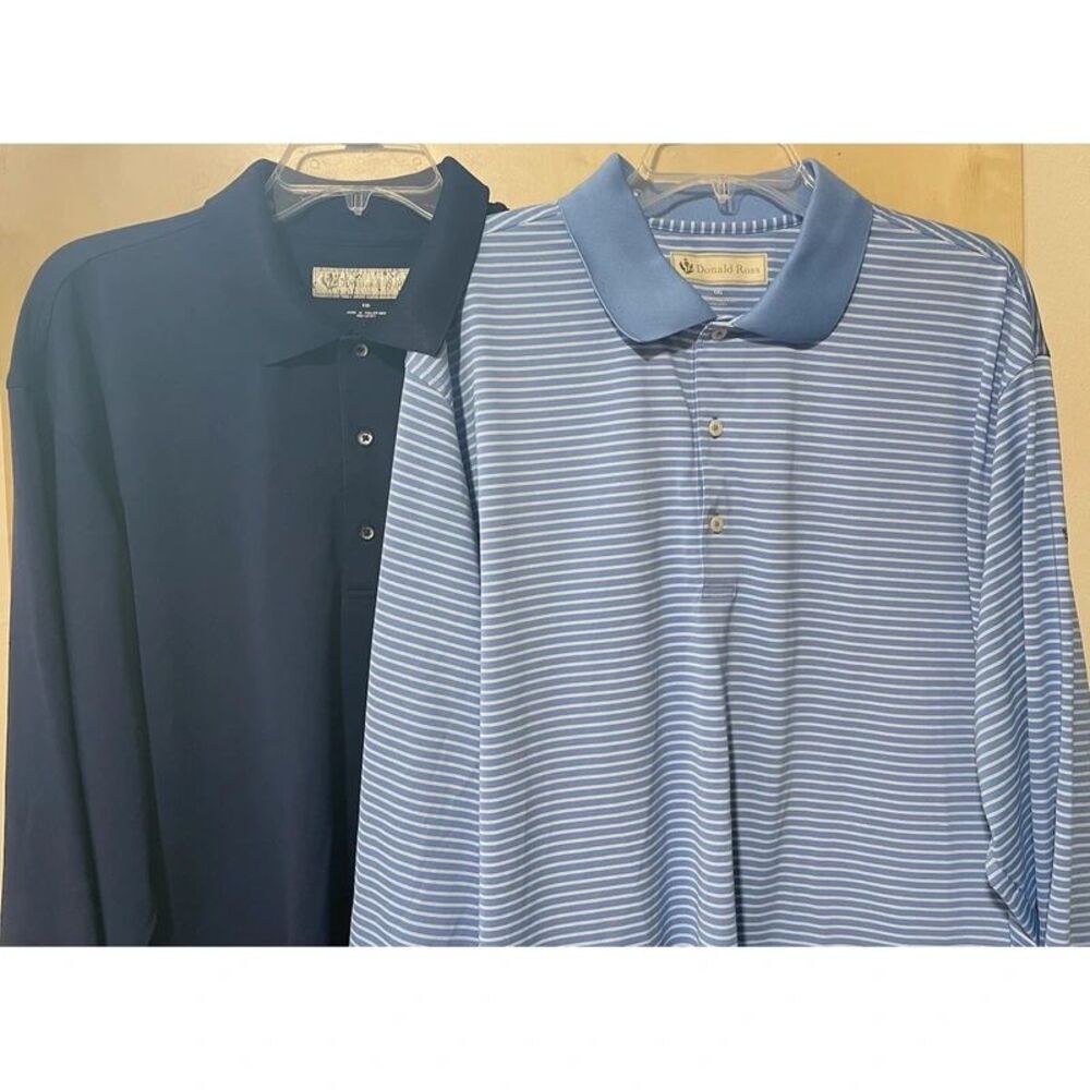 Lot 2 Donald Ross Men's XXL Navy And Light Blue Polo Golf Rolling Hill Club